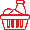 Icon of a shopping basket filled with various products