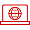 Icon of a laptop displaying a network symbol