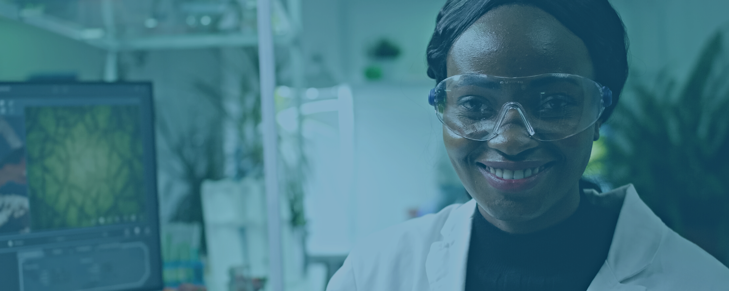 Engineer with goggles sitting in a lab