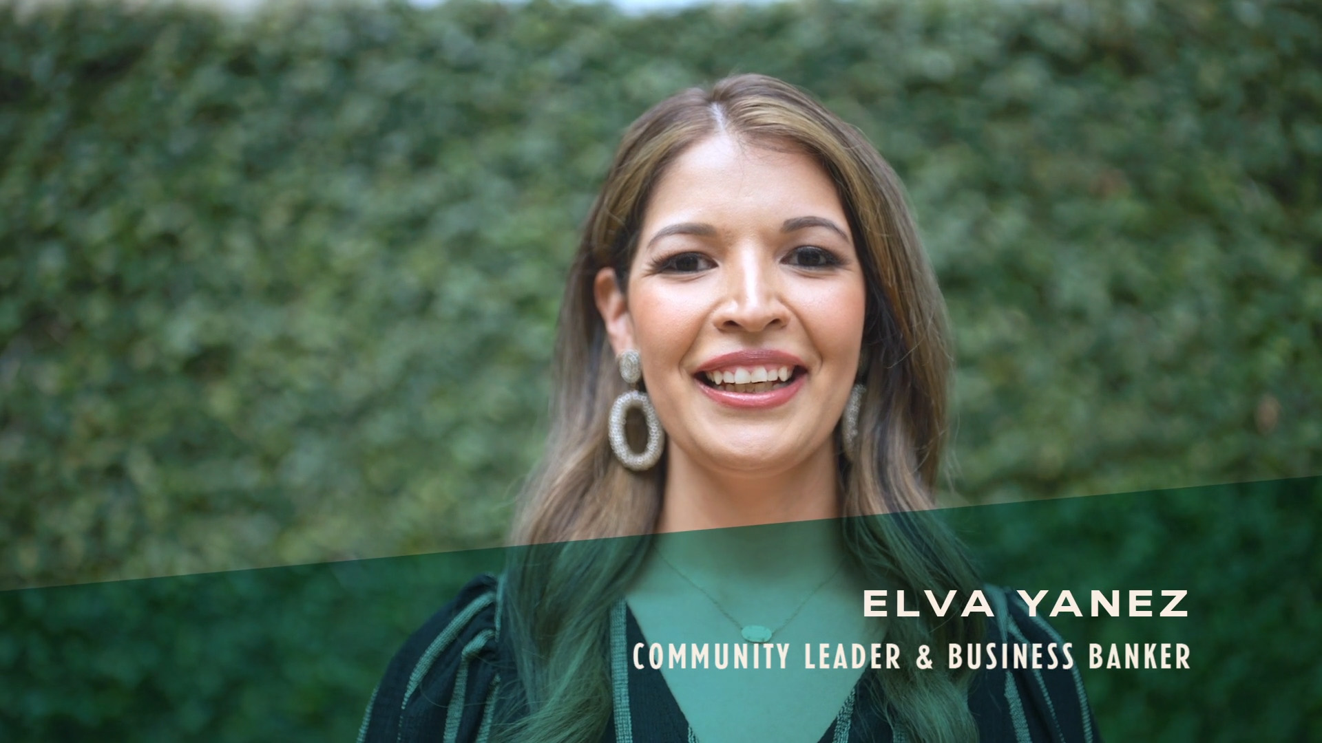 Initial video image of Elva Yanez, Community Leader and Business Banker at One Frost