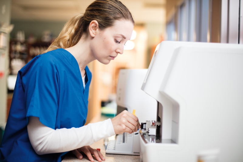 Lab team member at work