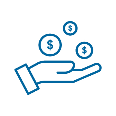 Icon of a hand receiving coins