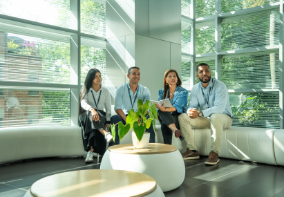 A woman wearing a hard hat