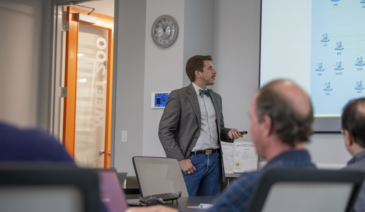 picture of a presentation in a conference room