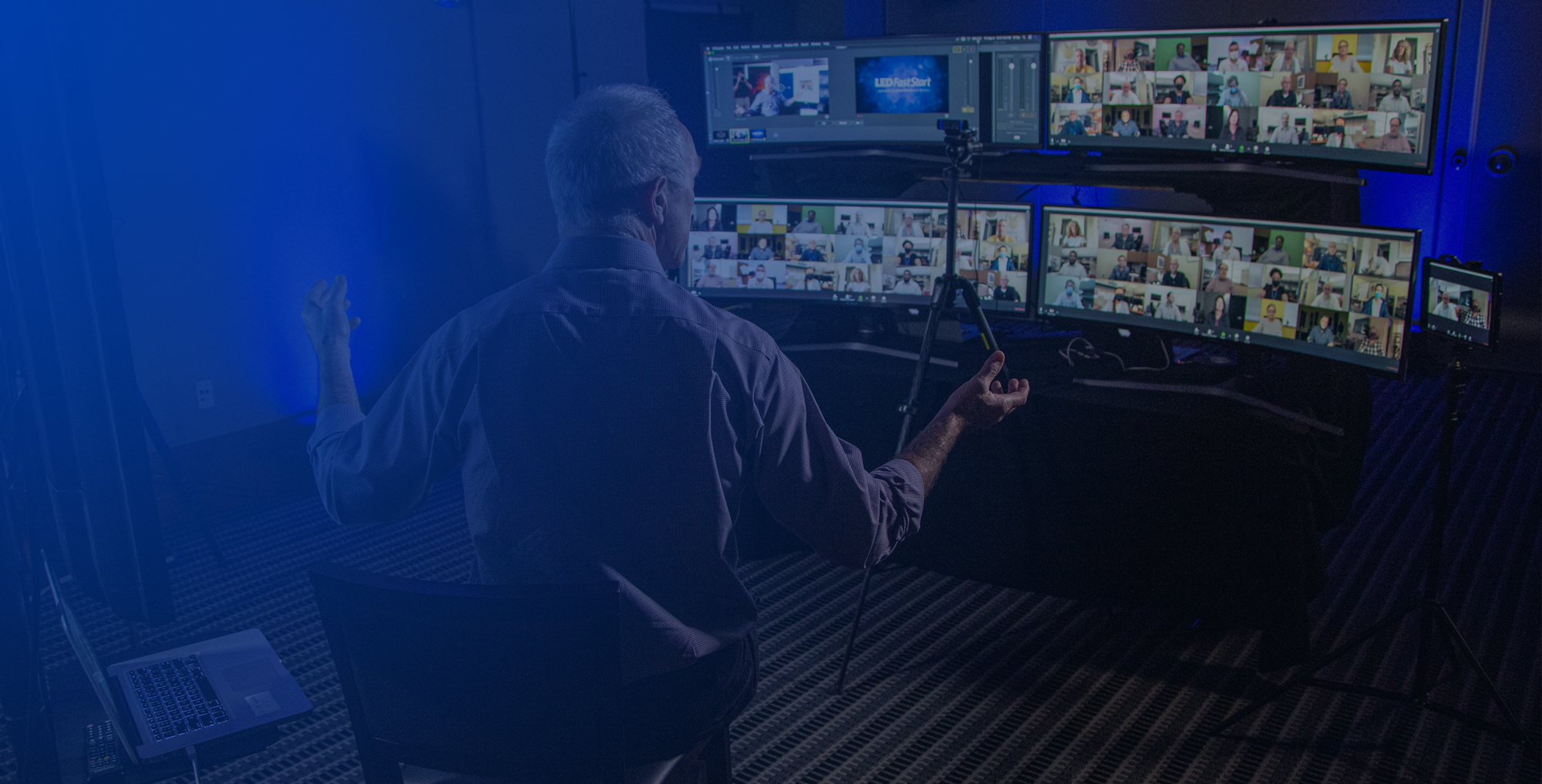 Picture of a man hosting a webinar training