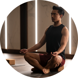 Male engaging in meditation through LT Mind.