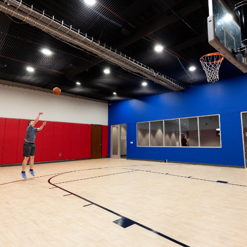 Lowe's associate playing basketball at Corporate headquarters