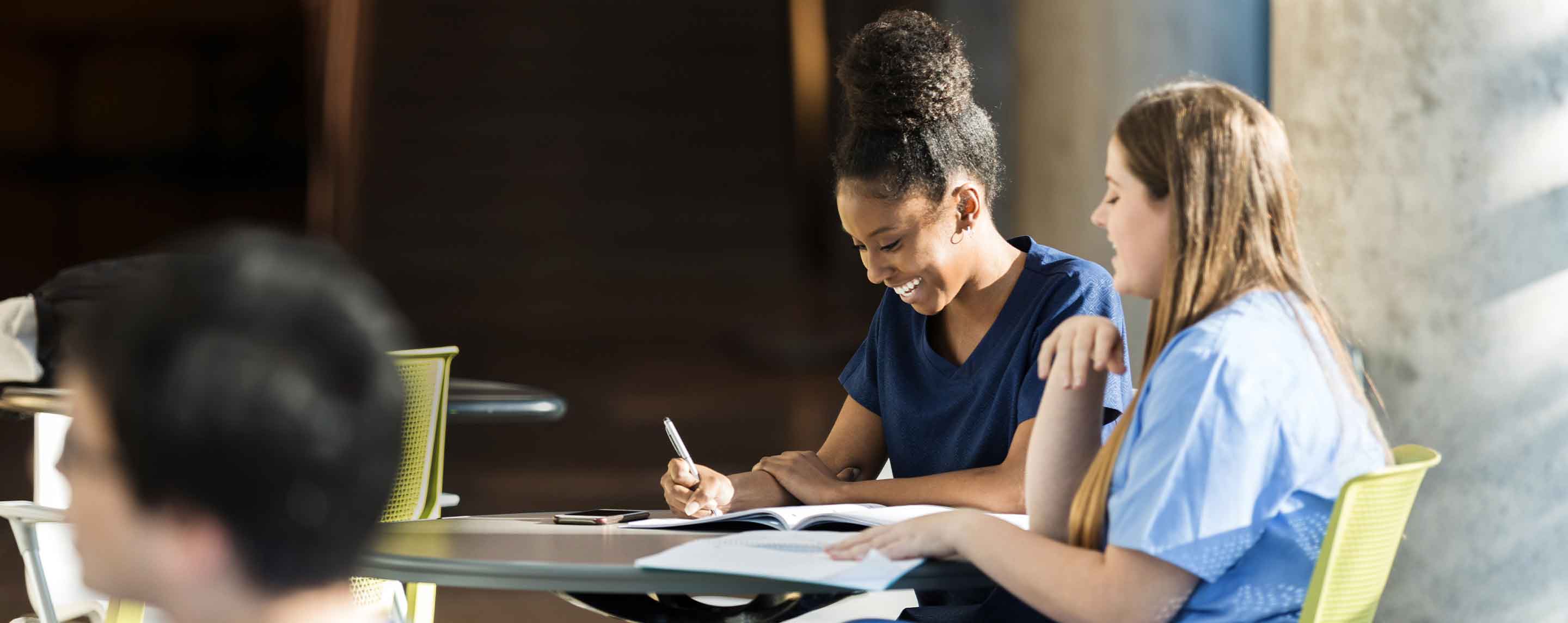 two nurses studying together