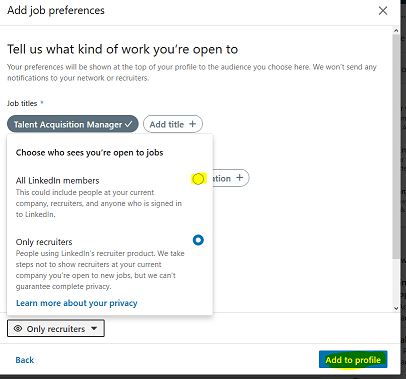 Further LinkedIn updating directions
