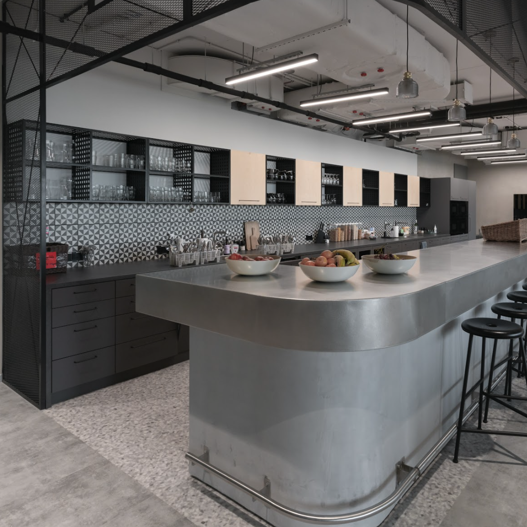 Photo of a bar in our office with food and drink to keep you energized during your day.