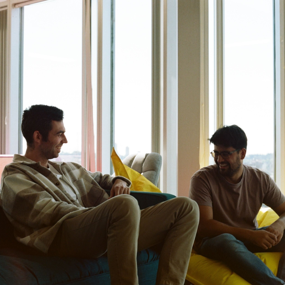 Employees having a conversation