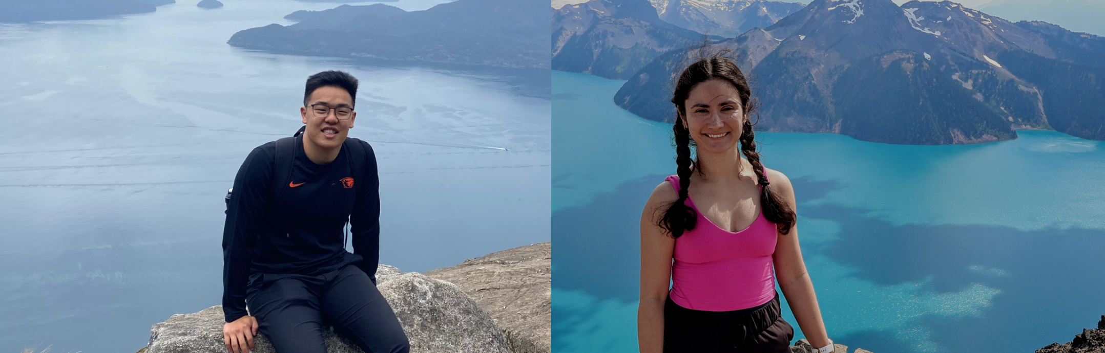 Tommy Xu and Raquel Aoki on a mountain in vancouver