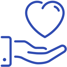 Heart in hand icon
