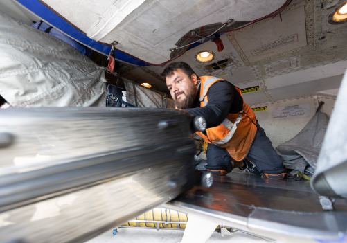 Southwest Ramp Agent loading bags into the plane