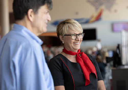 Southwest Flight Attendants laughing at the airport gate