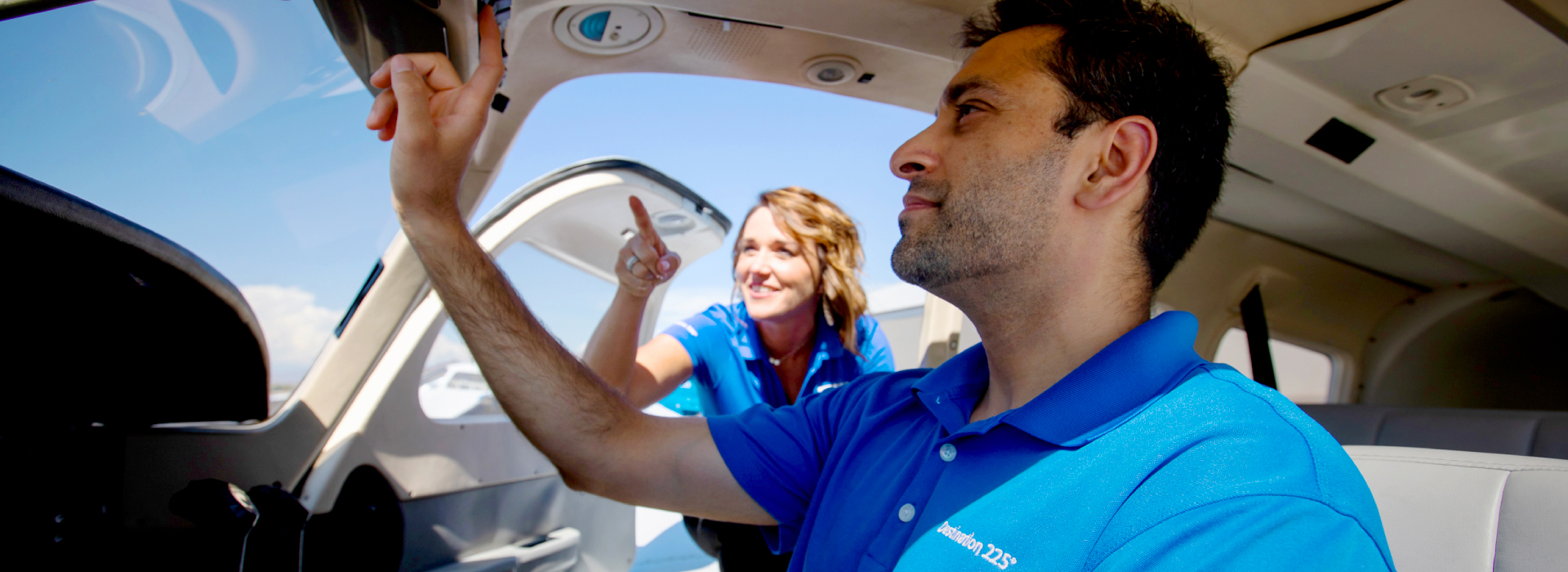 Destination 225 Cadet in the flight deck of a training aircraft
