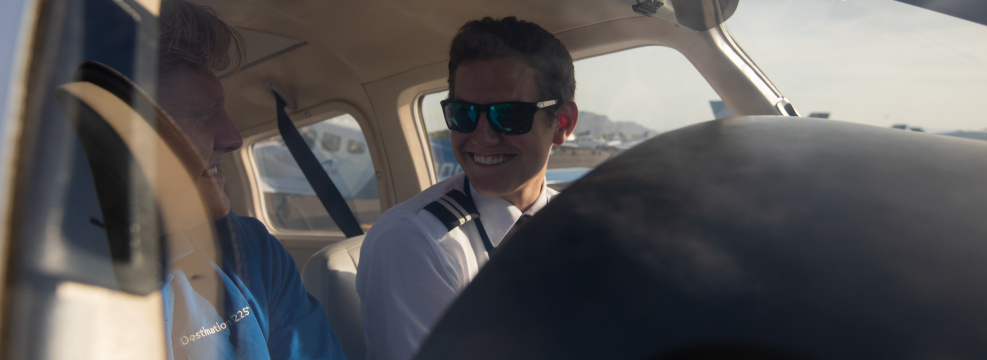 Photo of Destination 225° Cadet and Flight Instructor in the flight deck