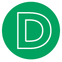 Green circle with the letter D inside