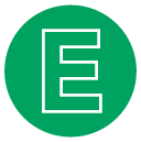 Green circle with the letter E inside
