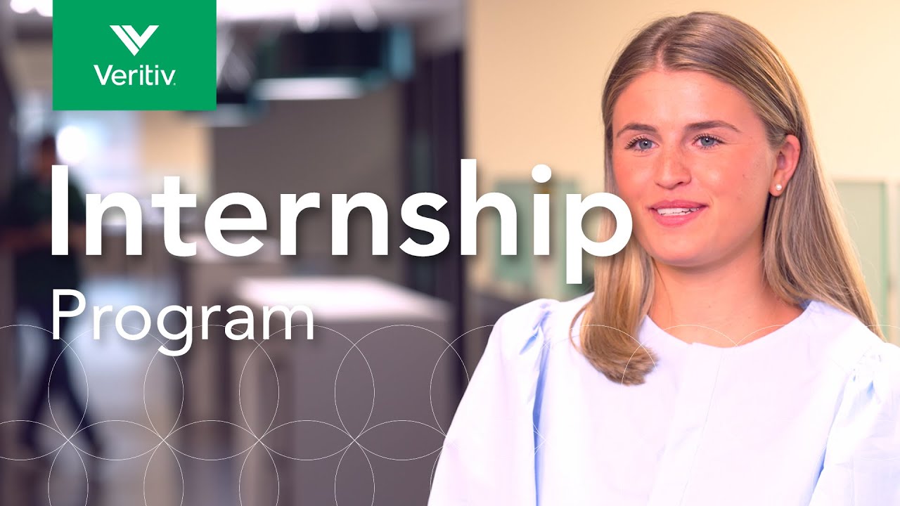 Thumbnail for the Veritiv Internship Program video of a smiling girl in an office setting