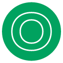 Green circle with the letter O inside