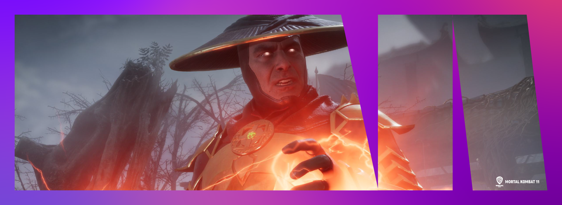 Close up of Dark Raiden from Mortal Kombat 11